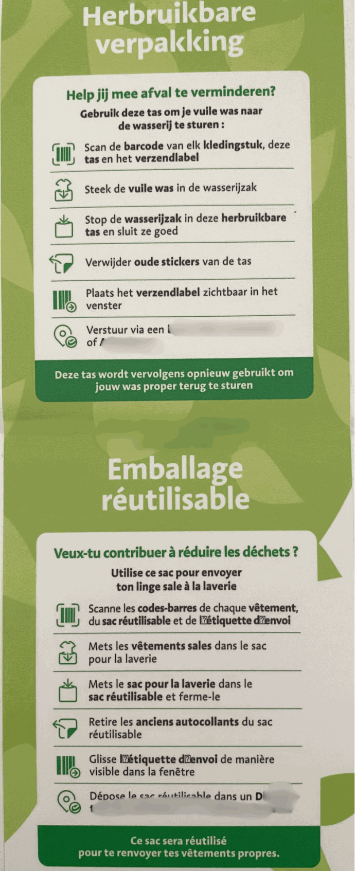 Signalétique retour emballage réutilisable Mode de réemploi d'un emballage réutilisable